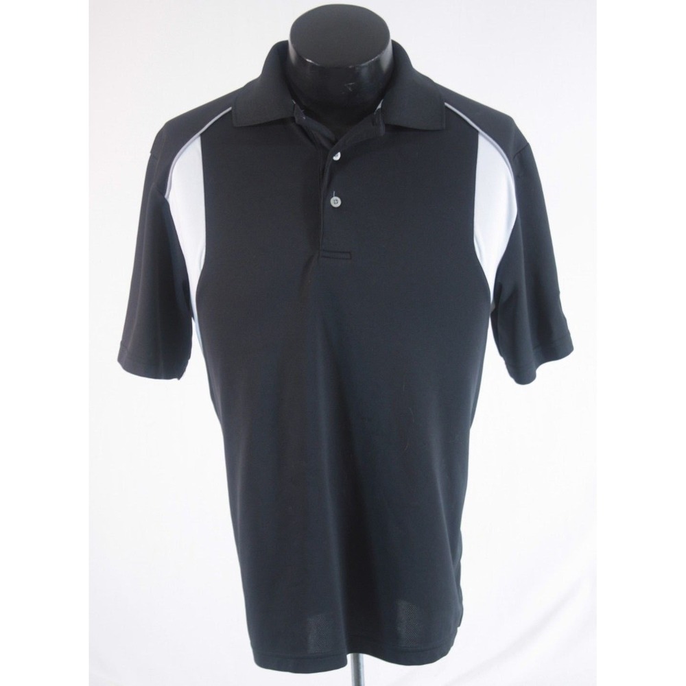 PGA Tour Polo Shirt Men M Black Air Flux Golf Short Sleeve Dri-Fit Moisture Wick